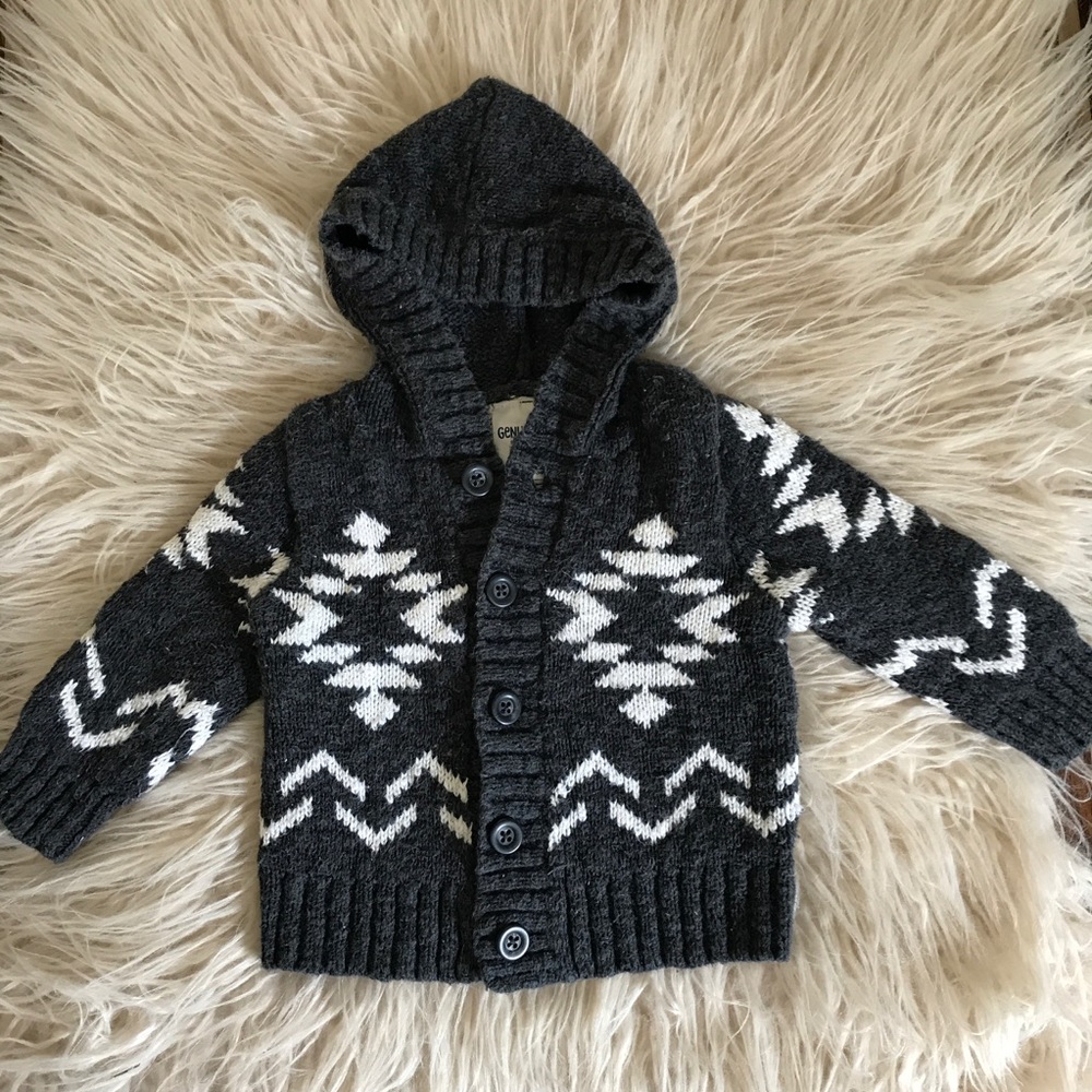 Button up sweater with hood